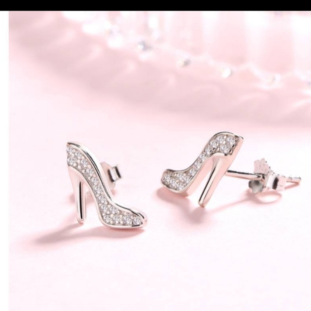 Silver High Heel Earrings